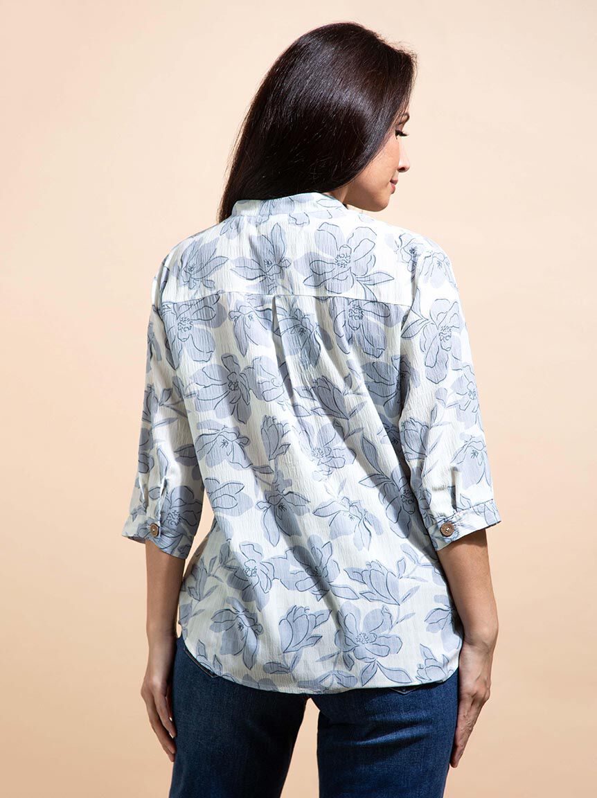 Elbow Sleeve Henley Blouse Image 4