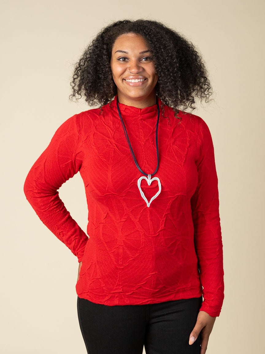 Long Sleeve Mock Neck Textured Top