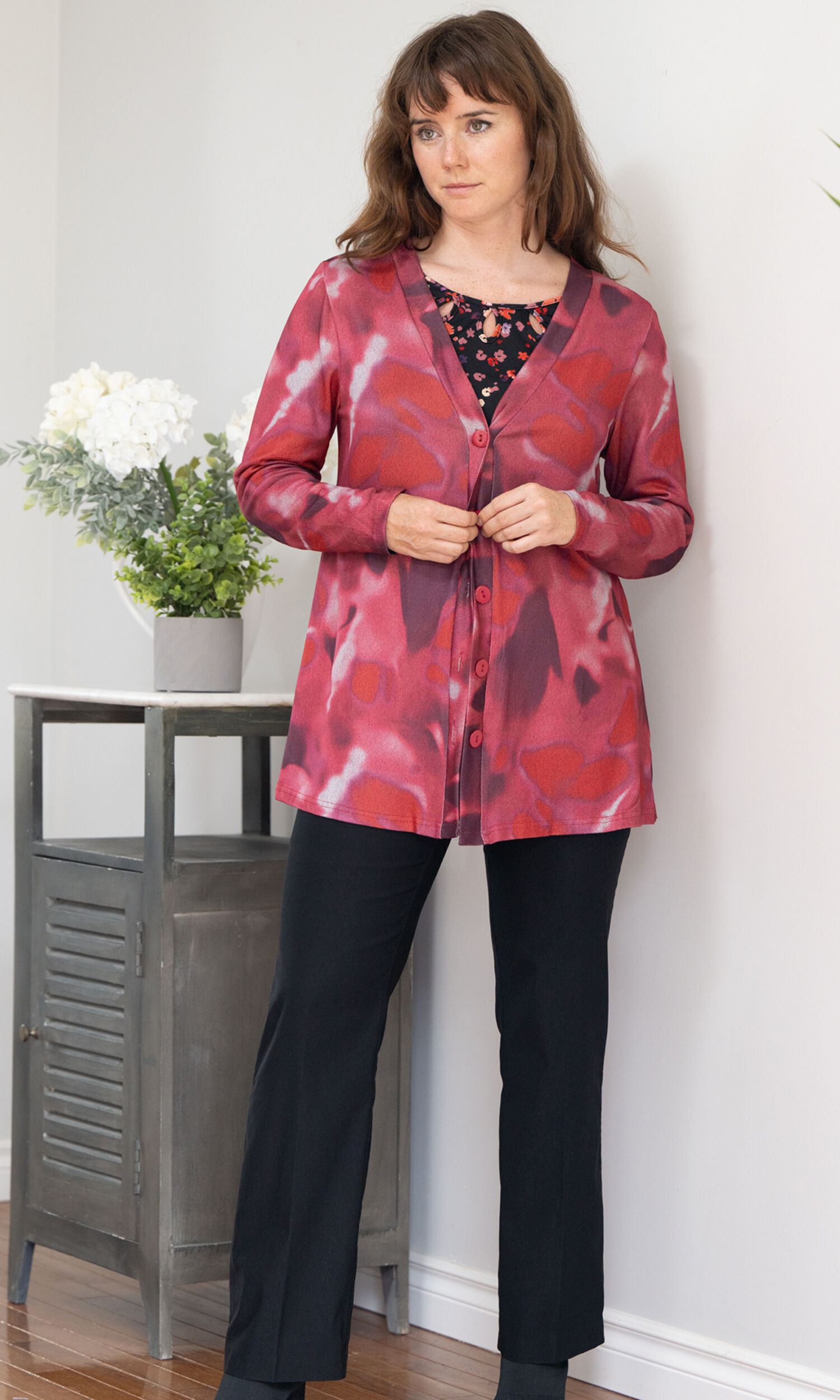 Burgundy Cardigan Image 4