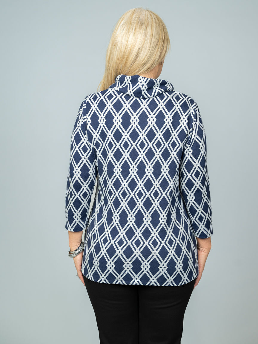 3/4 Sleeve Cowl Neck Tunic