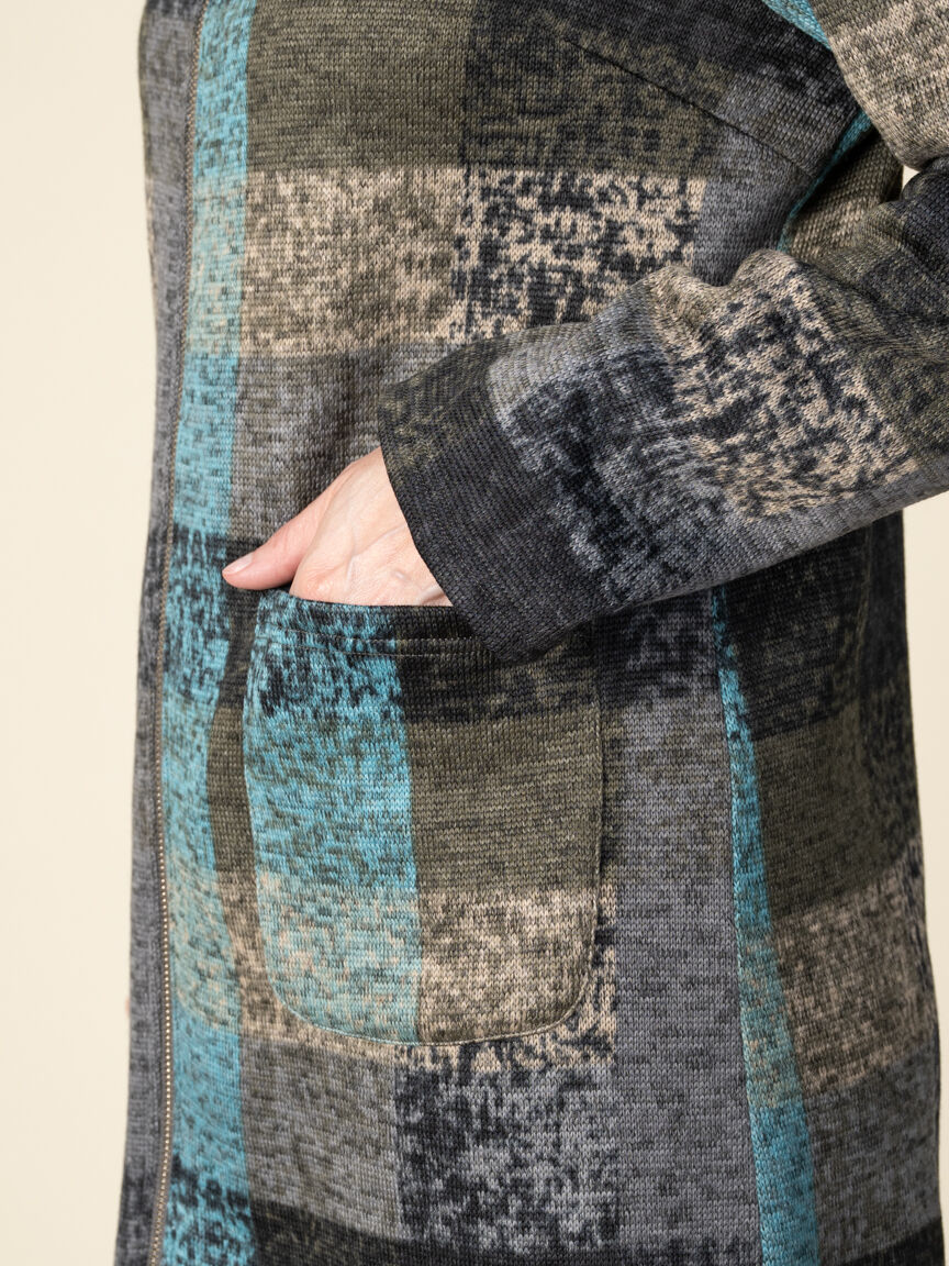 Long Sleeve Zip Up Plaid Jacket Image 4