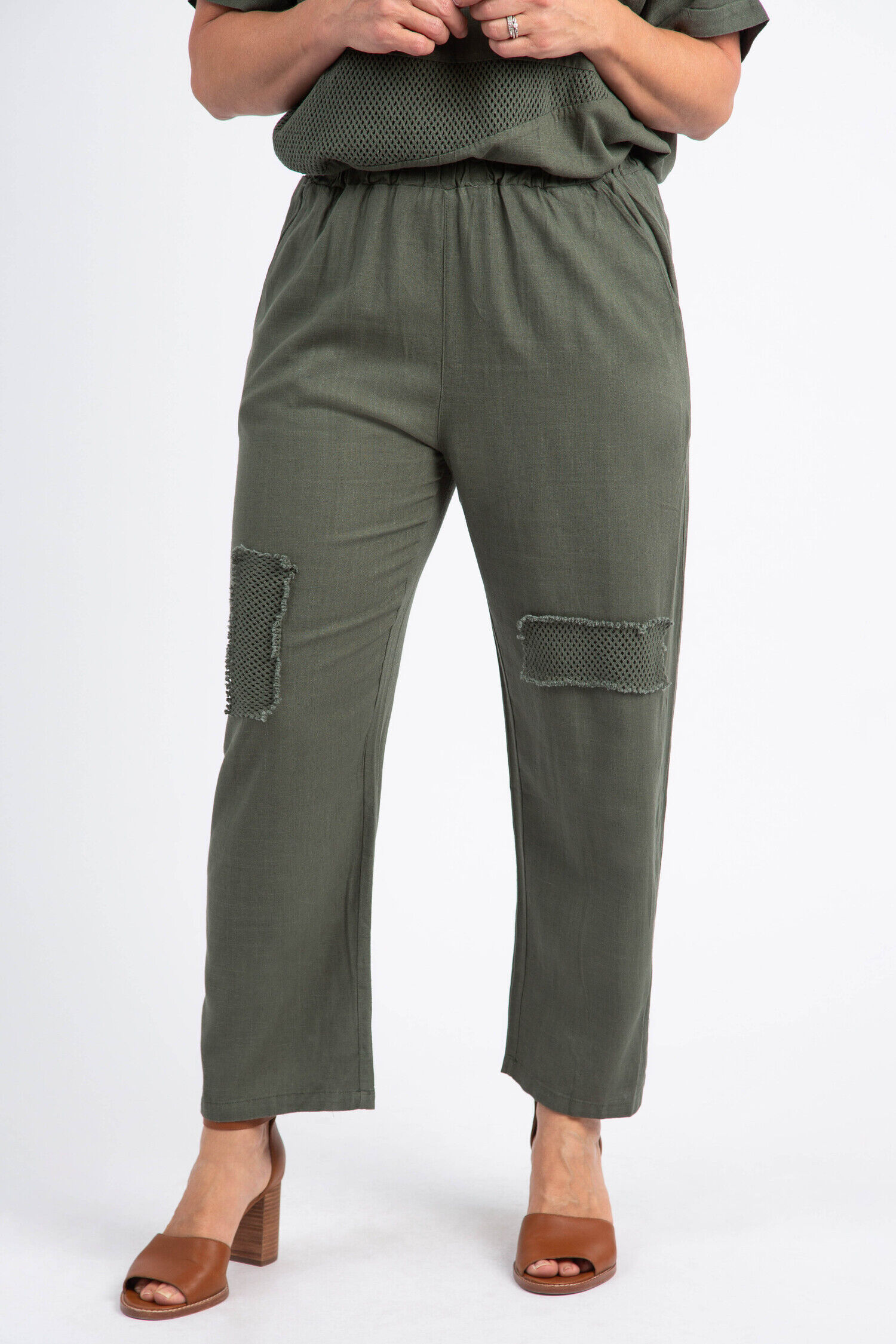 Linen Blend Pant w/ Knee Patch Image 1