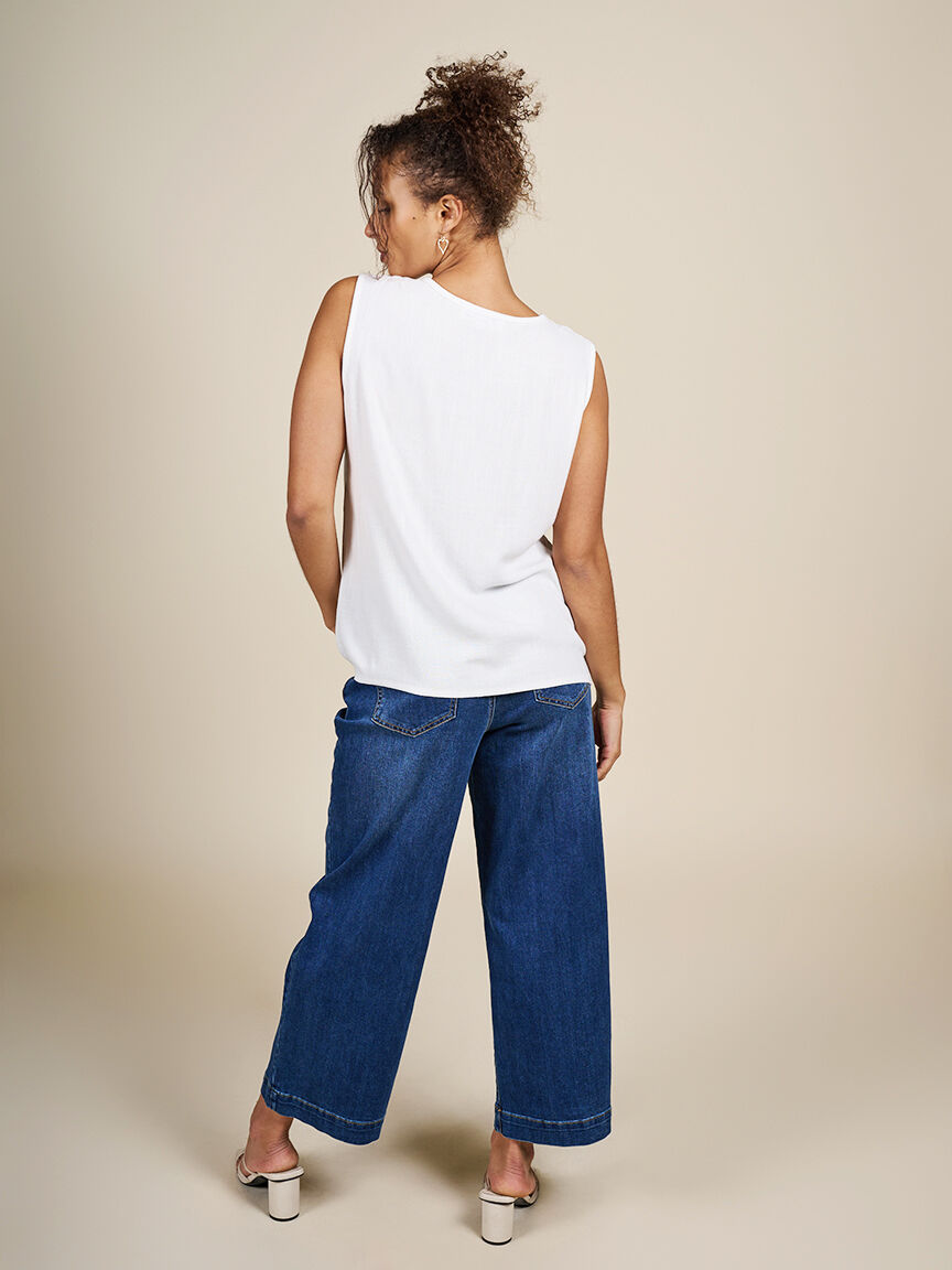 Sleeveless Linen Blend Top  Image 2
