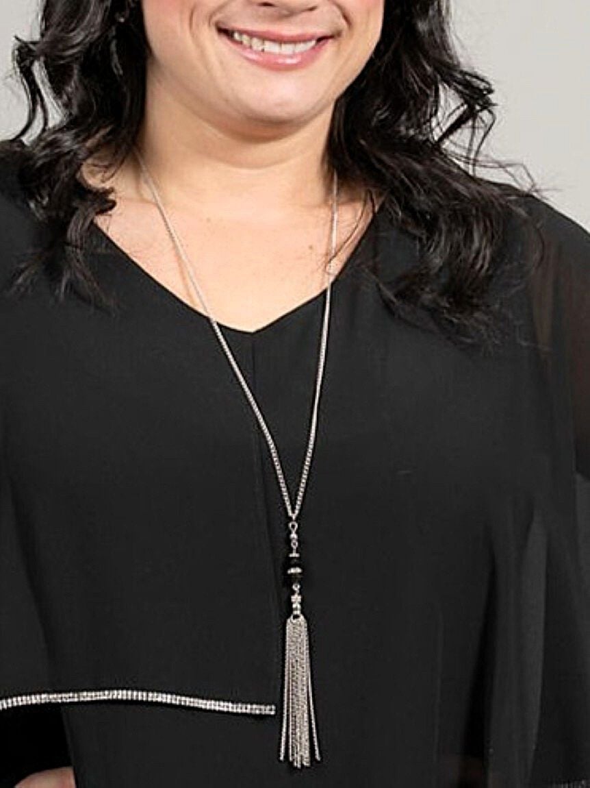 Long Silver Tassel Necklace