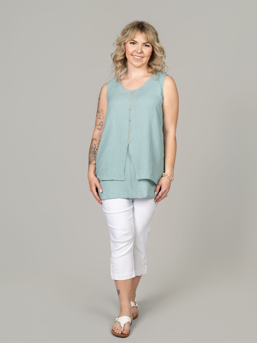 Sleeveless Top With Overlay Image 5