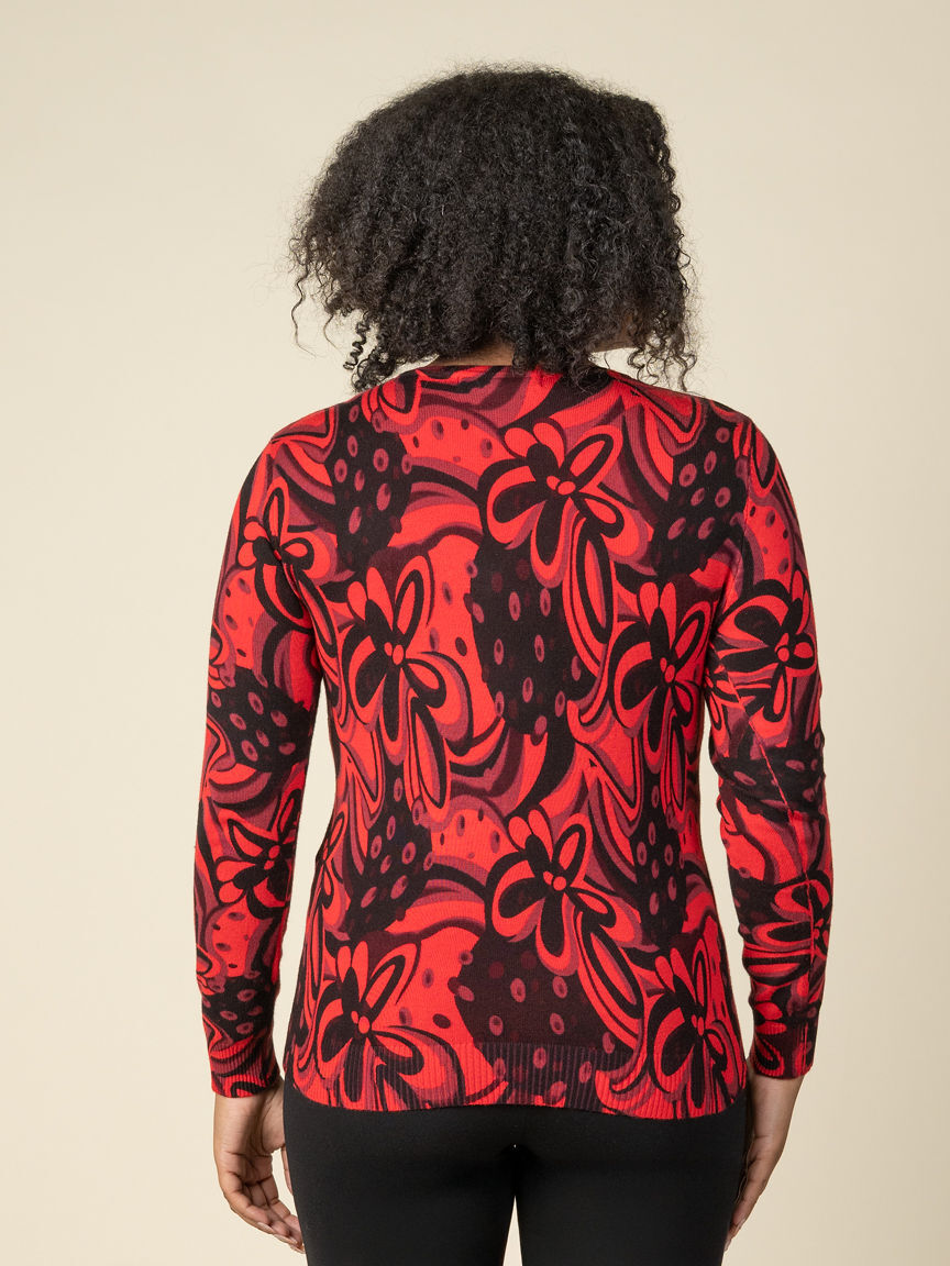 Flower Print and Hot Fix Long Sleeve Top