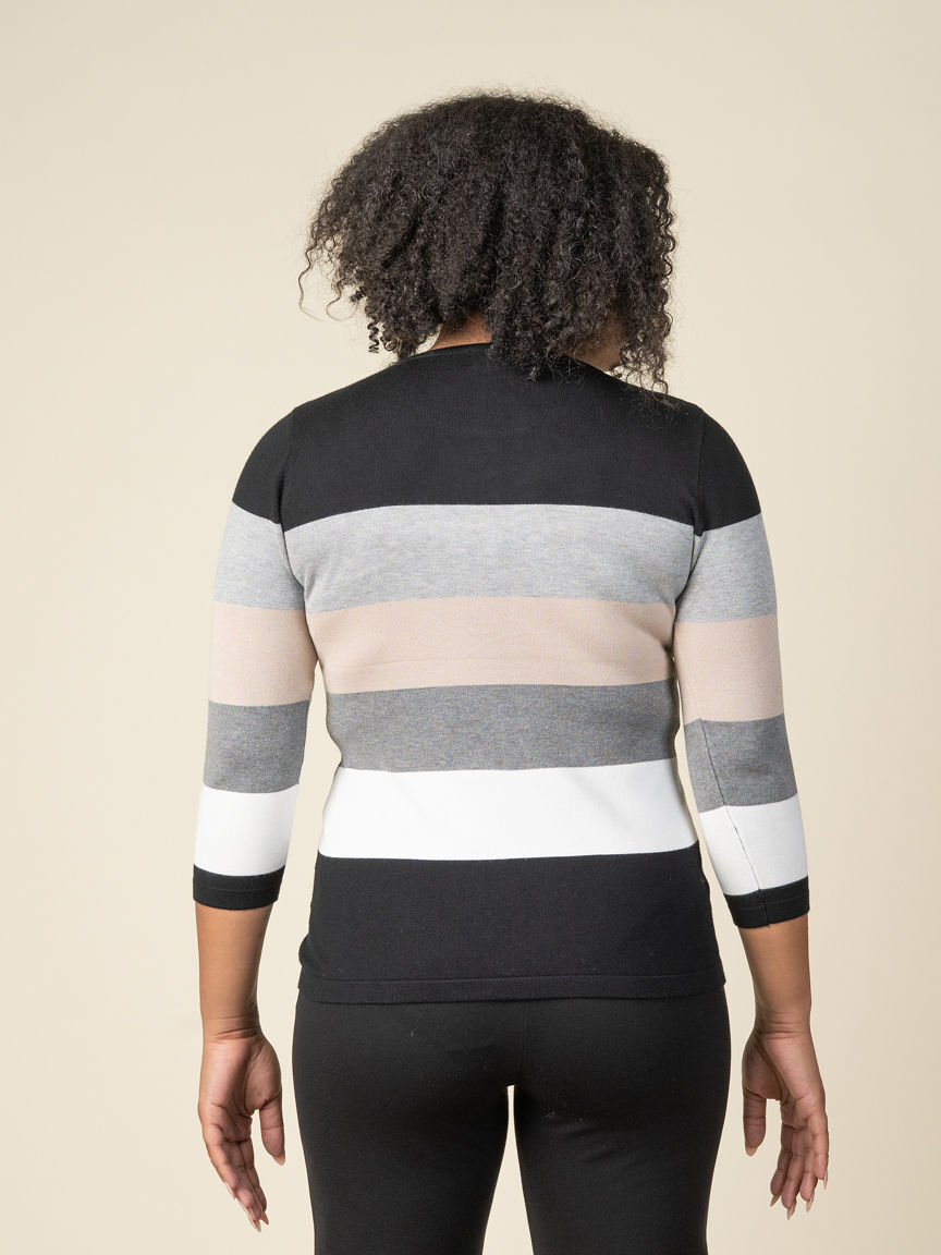 3/4 Length Color-Block Sweater With Hotfix