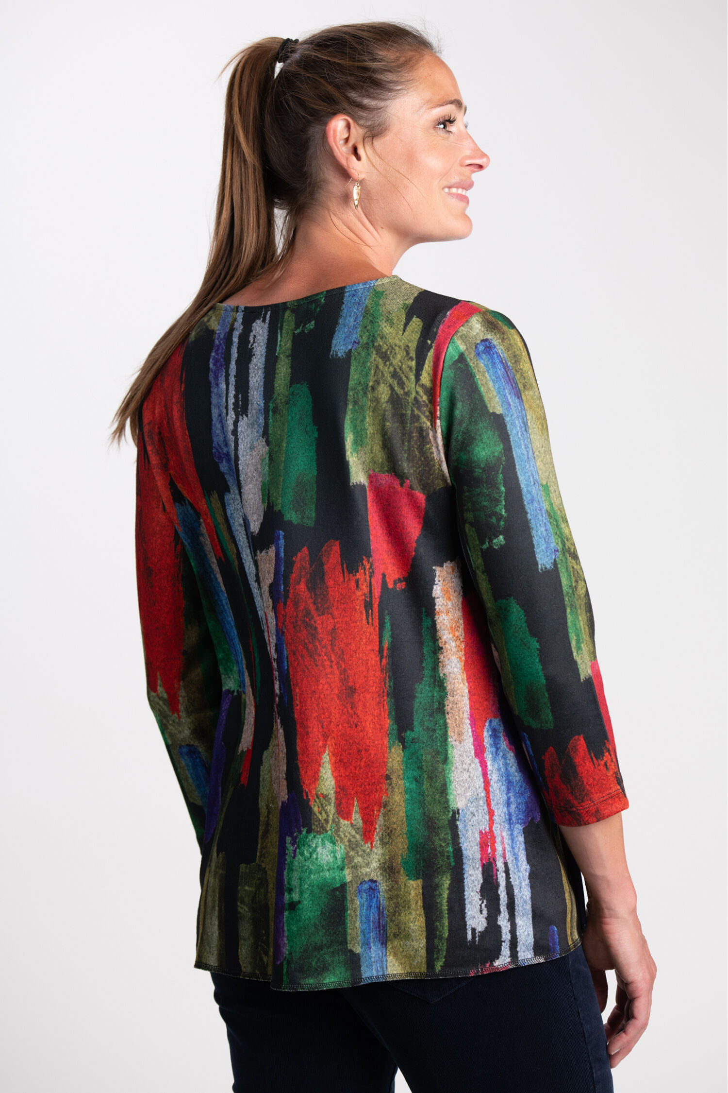 &frac34; Sleeve Exposed Seam Top  Image 2