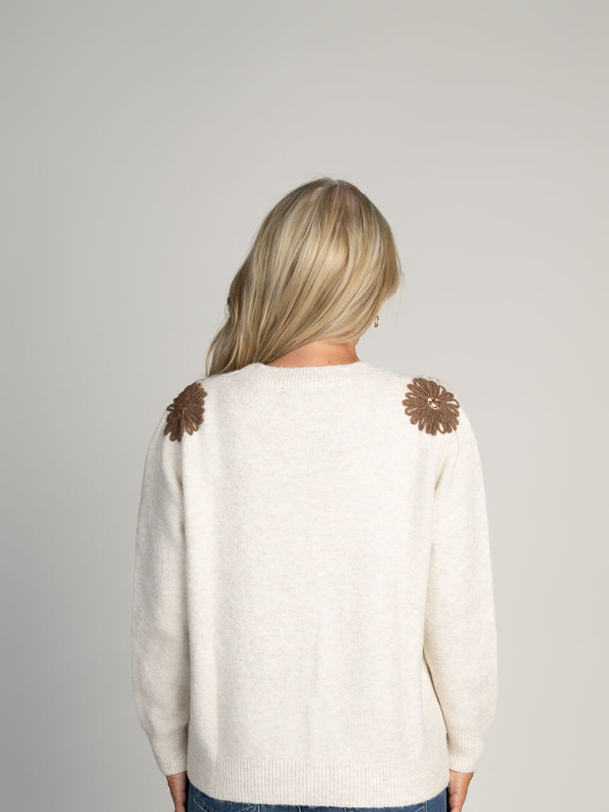 Floral Embroidered Knit Sweater