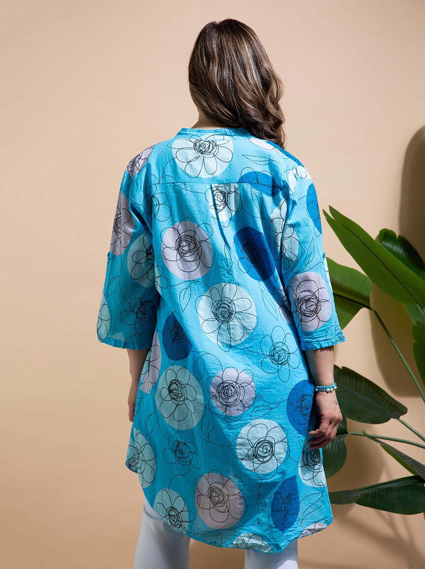 &frac34; Sleeve Floral Tunic Image 3