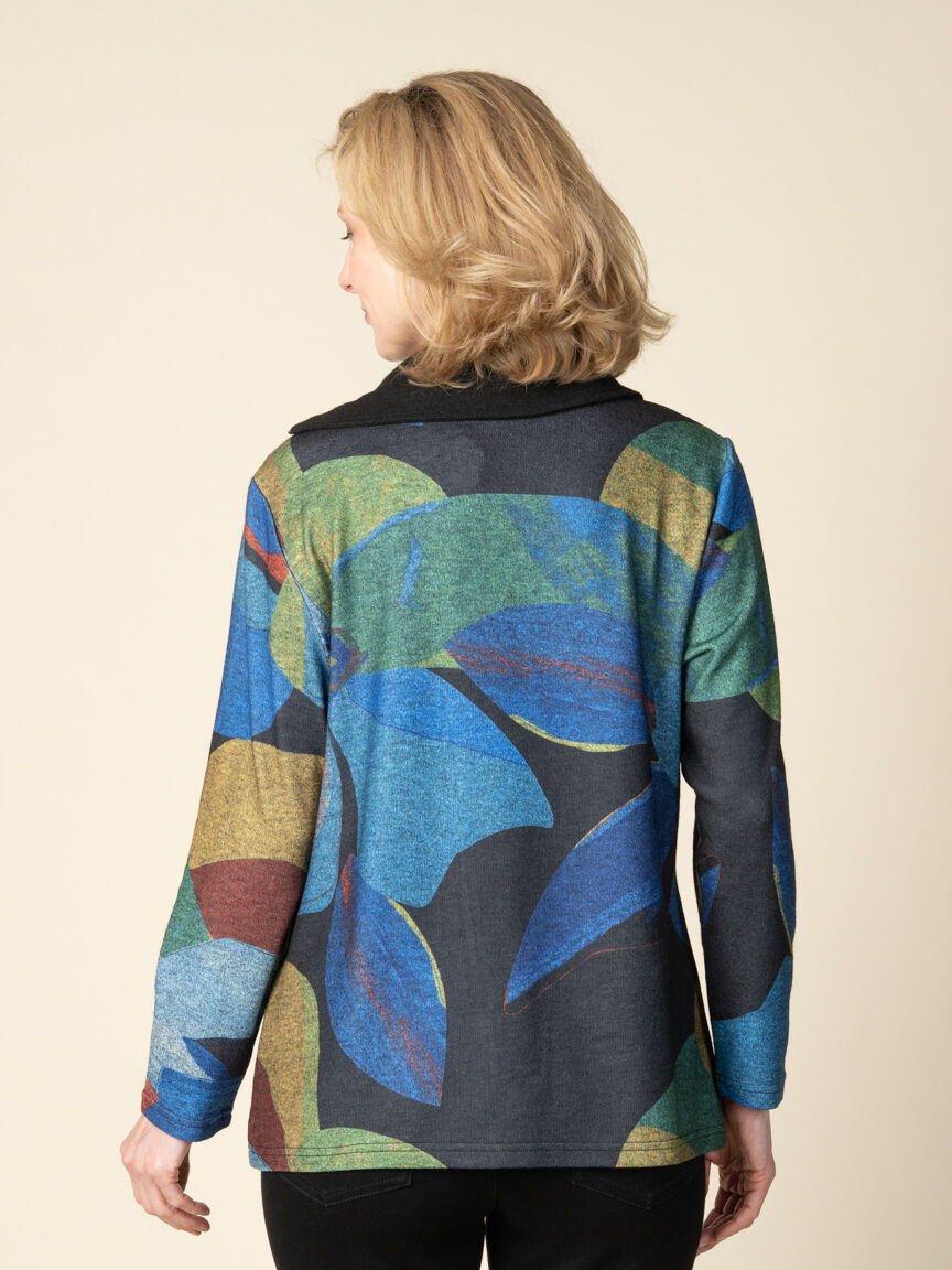 Long Sleeve Split Zip Neck Top