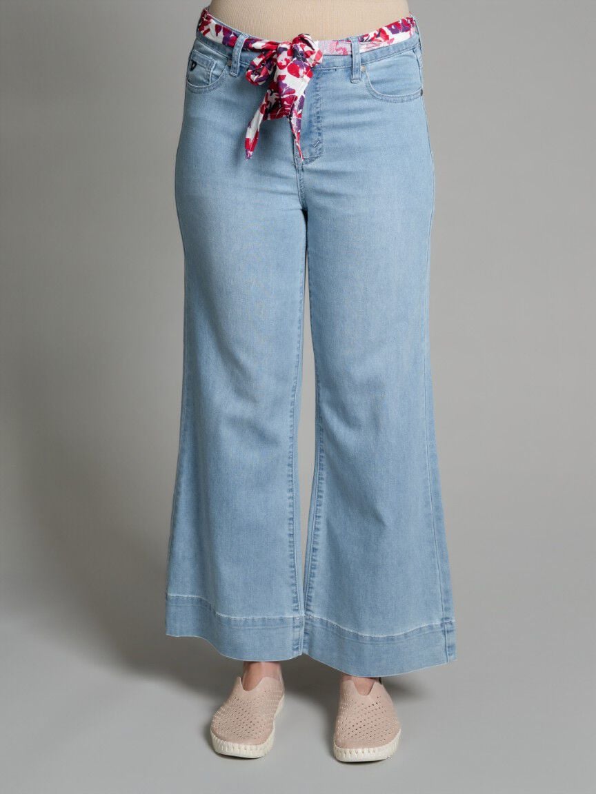 Flare Leg Denim with Scarf Belt