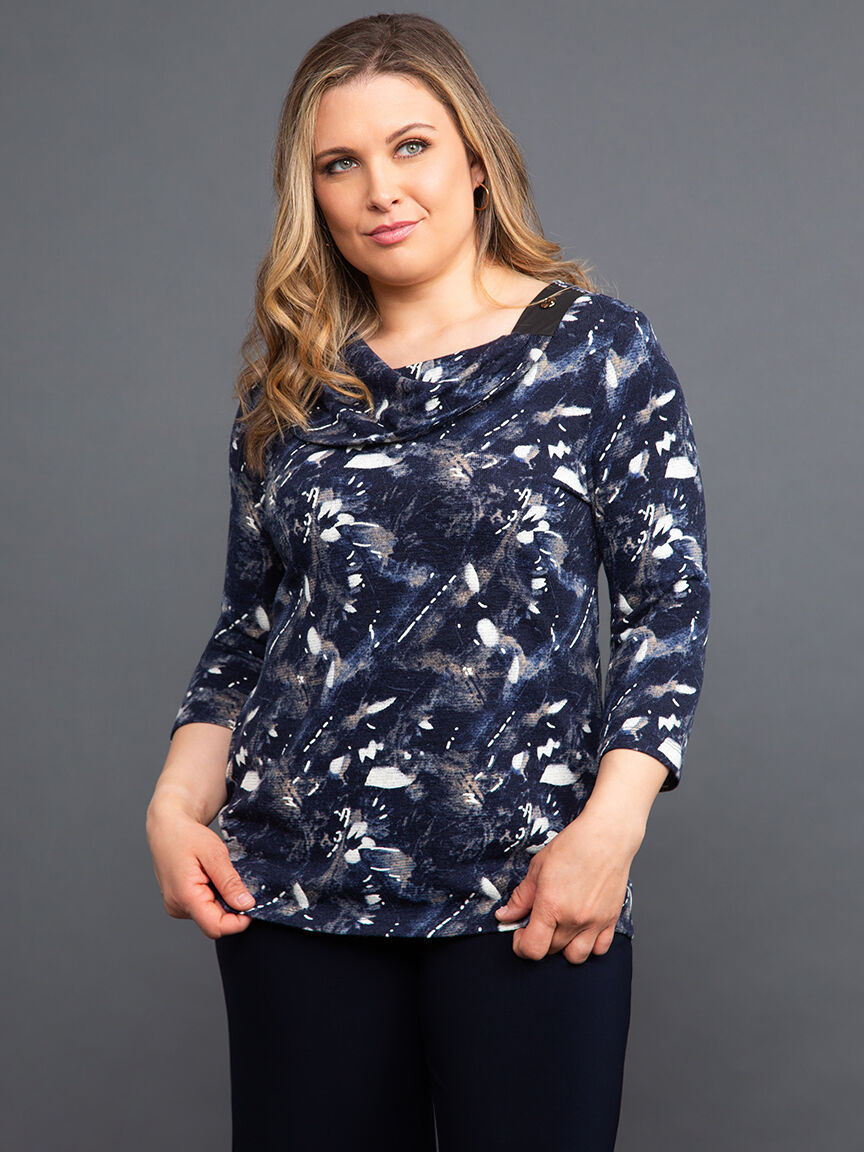 Draped Neck Floral Hatchi Top Image 2