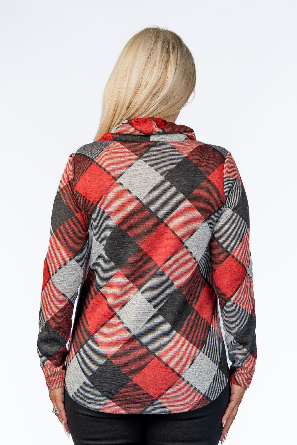 Plaid Cowl Sweater Image 2