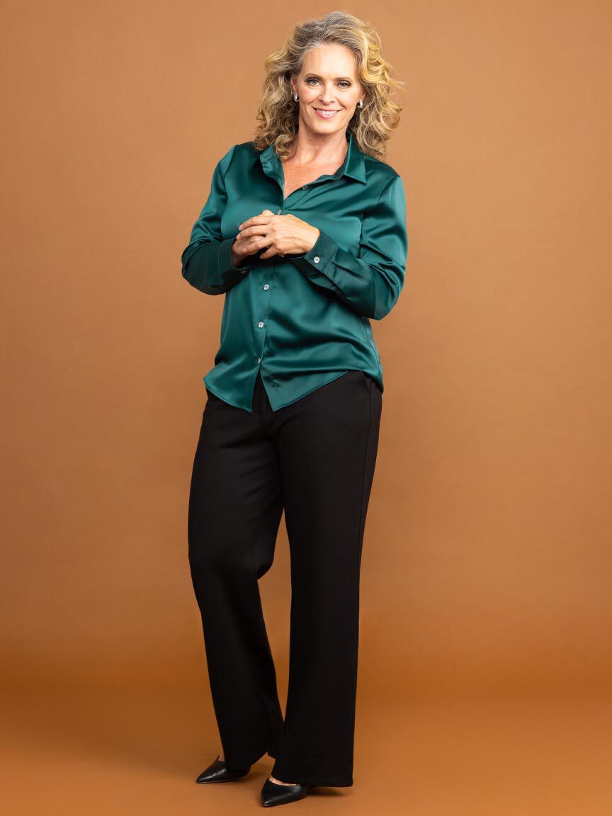 Long Sleeve Bling Button Blouse Image 1