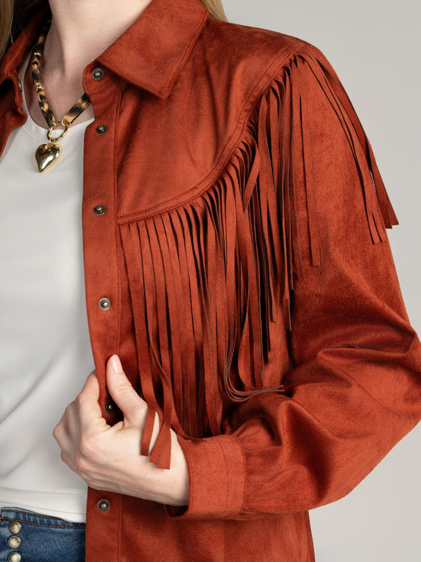 Faux Suede Fringe Jacket