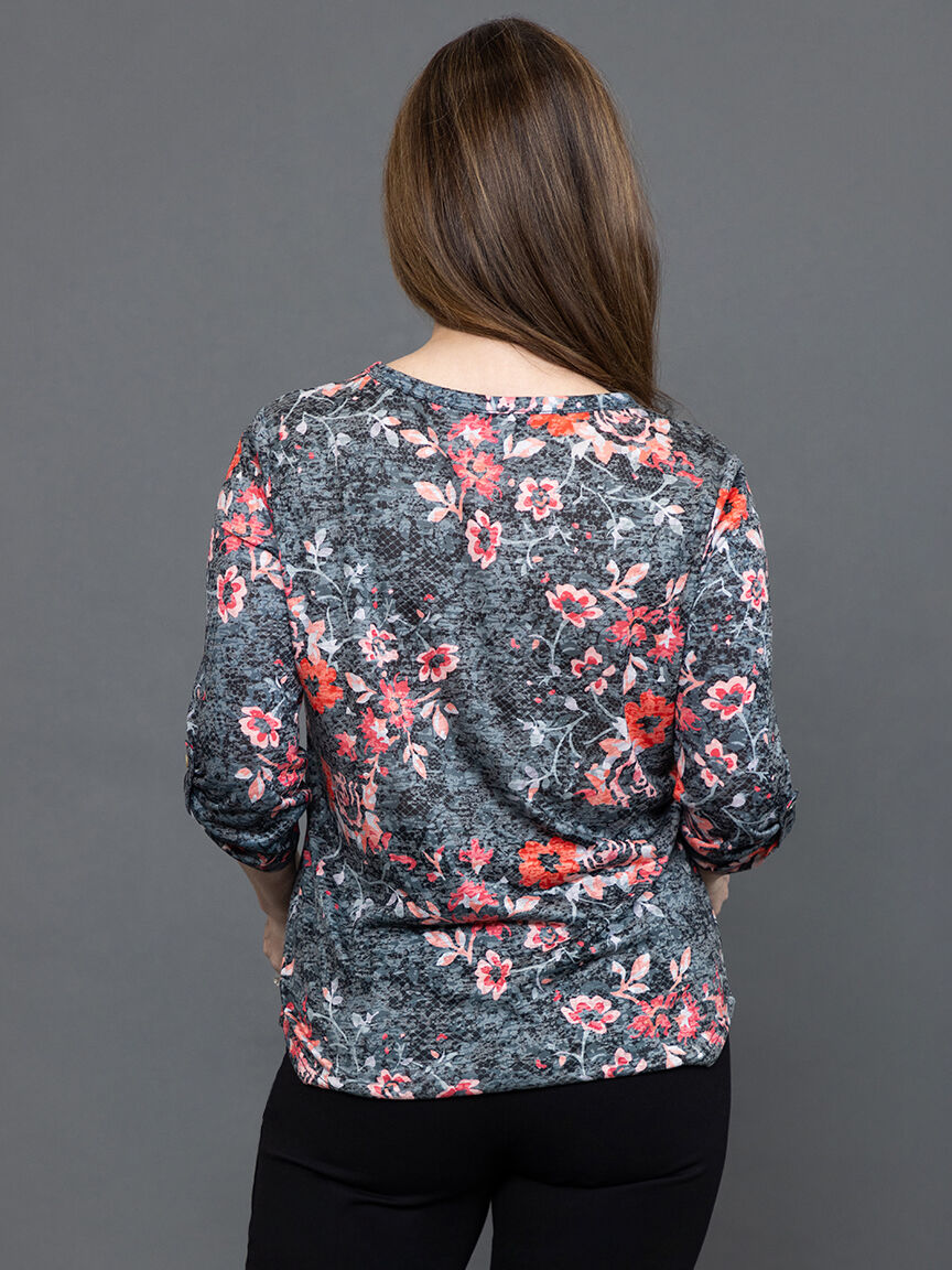 &frac34; Sleeve Henley Top Image 4