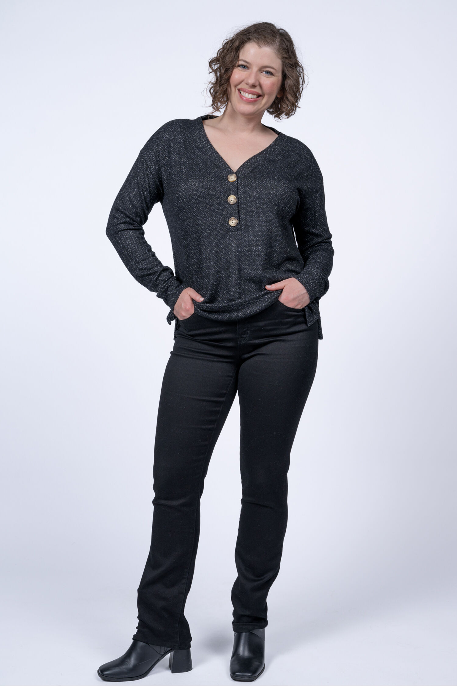 Relaxed Fit V-Neck Henley Image 3