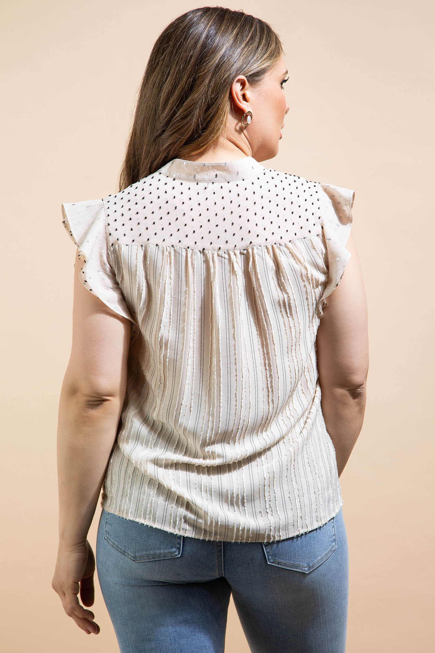 Flutter Sleeve Button-Up Blouse Image 4