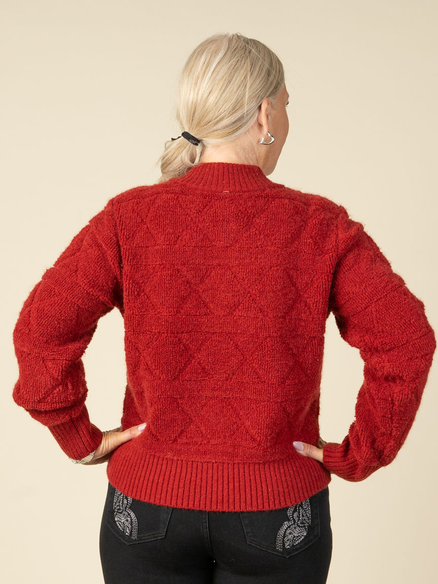 Rib Neck Zip-Up Cardigan 