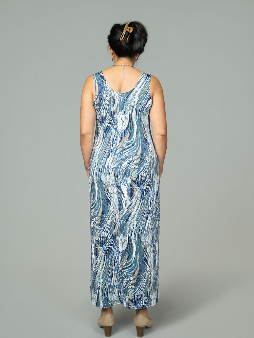 Long Luxe Sleeveless Dress with Side Slits Image 2