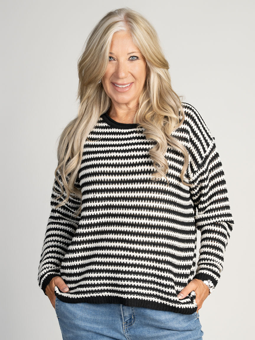 Striped Cotton Blend Sweater