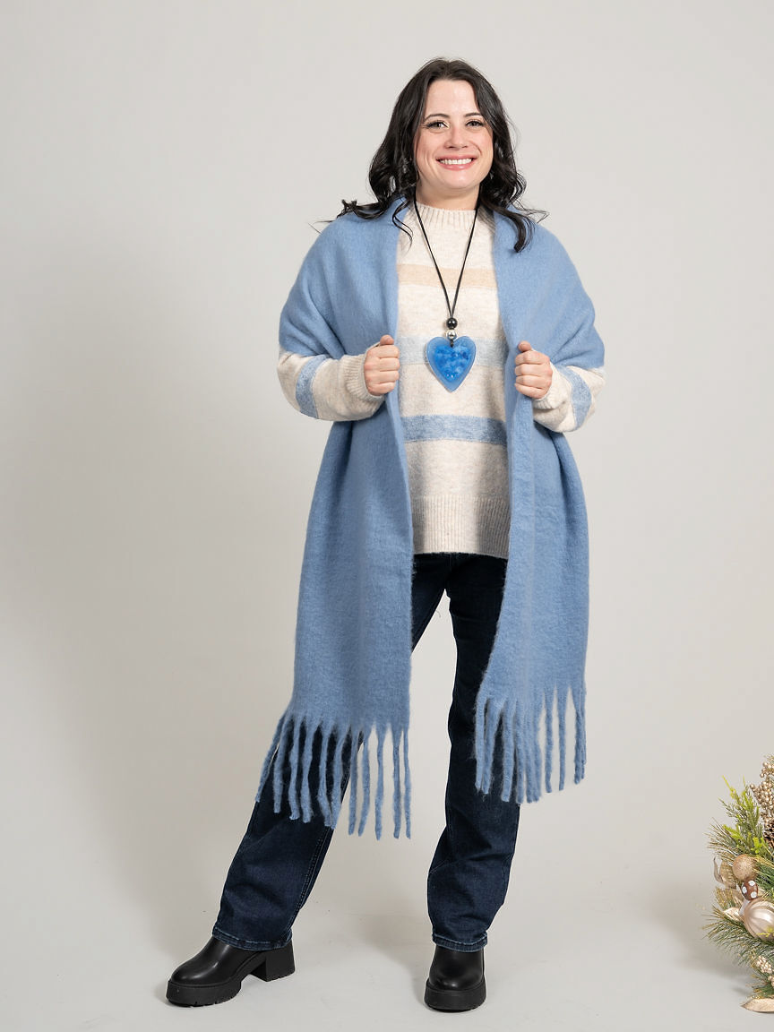 Striped Long Sleeve Mock-Neck Sweater