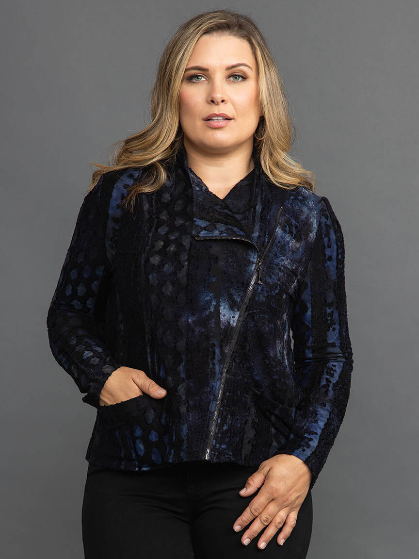 Burnout Jacket with Asymmetrical Zipper Image 2