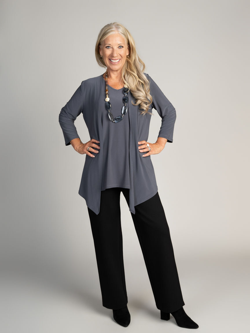 3/4 Sleeve Open Front Cardigan Image 5