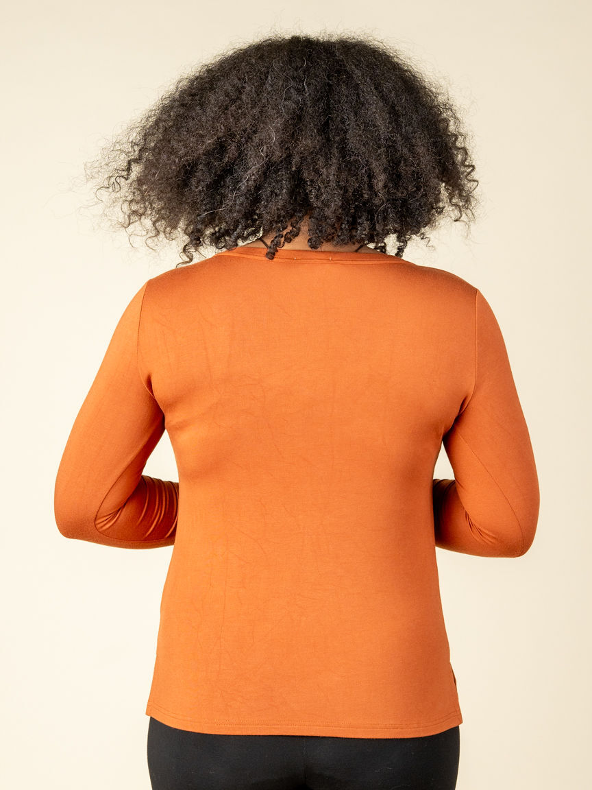 Soft French Terry Scoop Neck Long Sleeve Top