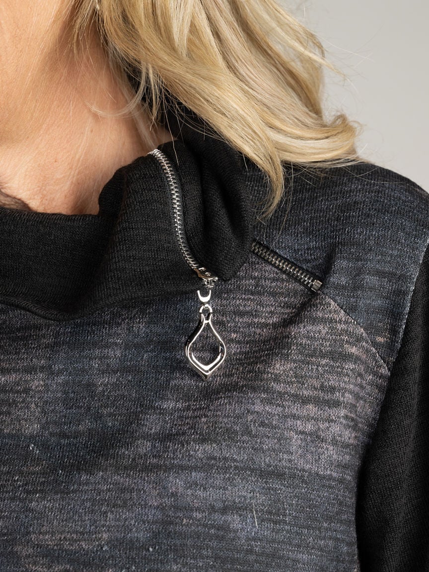 Zip Cowl Neck Top