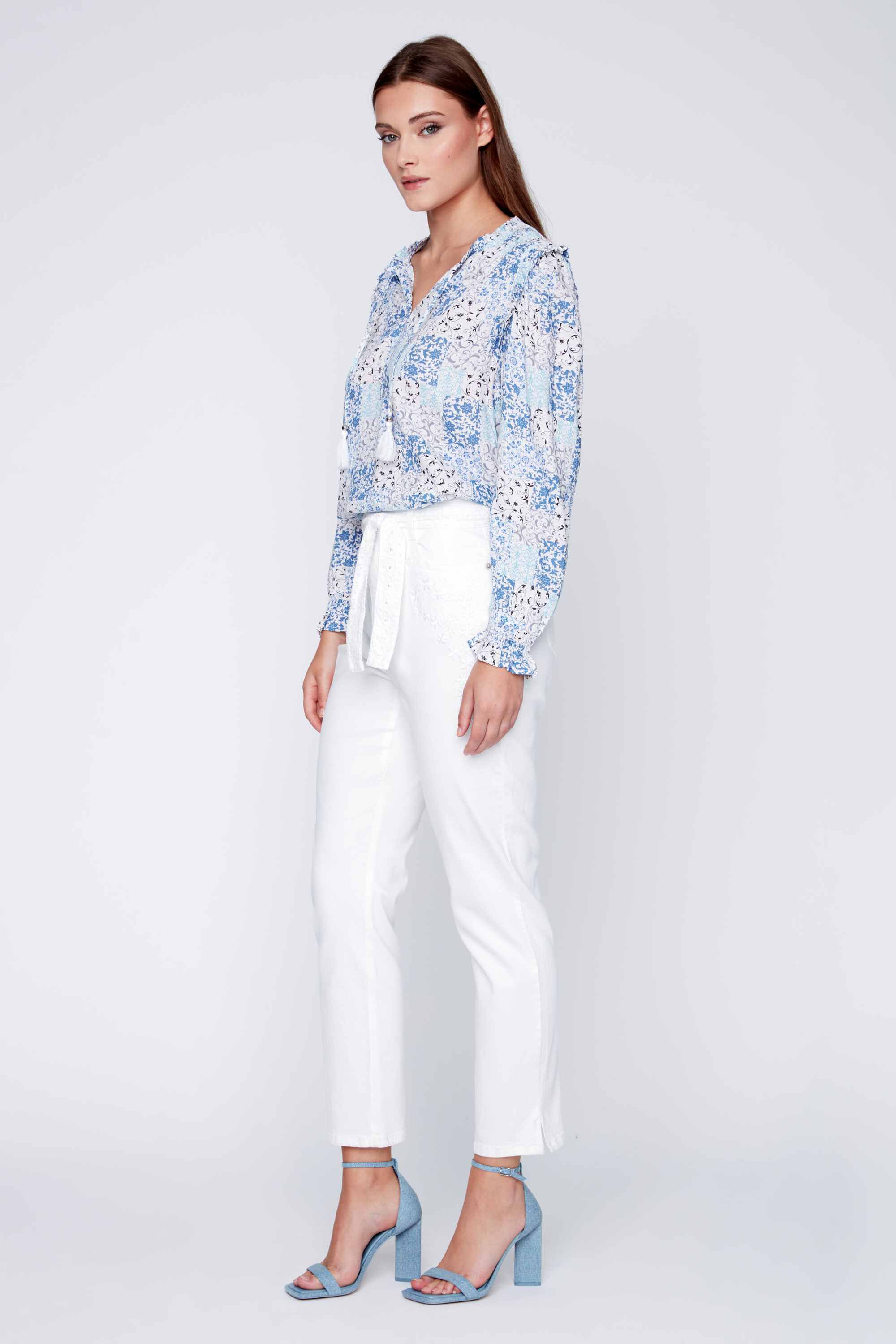 Embroidered Jeans w/ Lace Belt