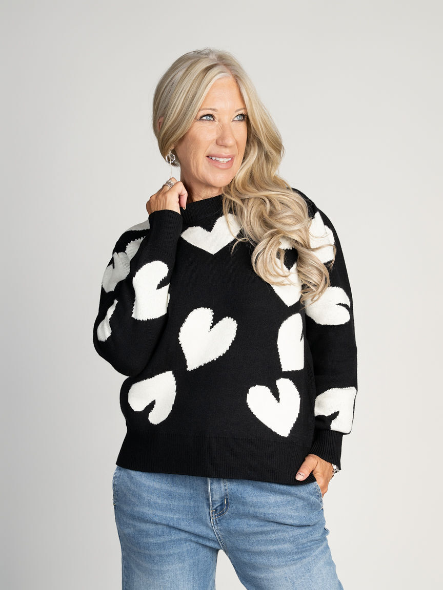 Pearl Heart Knit Sweater
