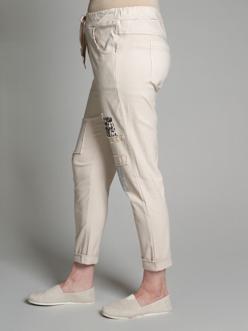 Patchwork Pull-On Pants