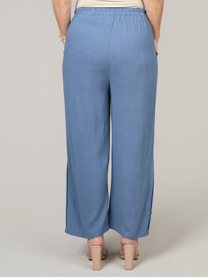 Flowy Pull-On Linen Blend Pants Image 4