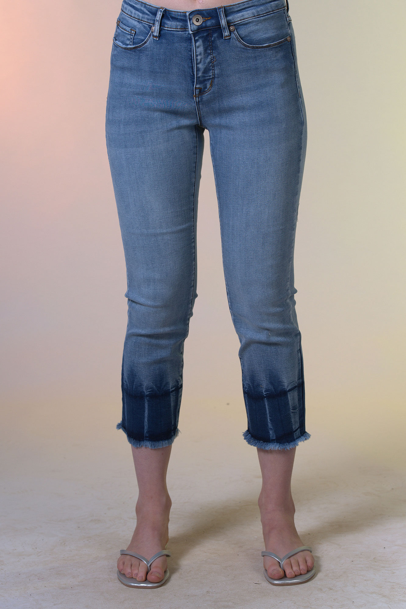 Tie Dye Crop Audrey Jean with Frayed Hem Image 1