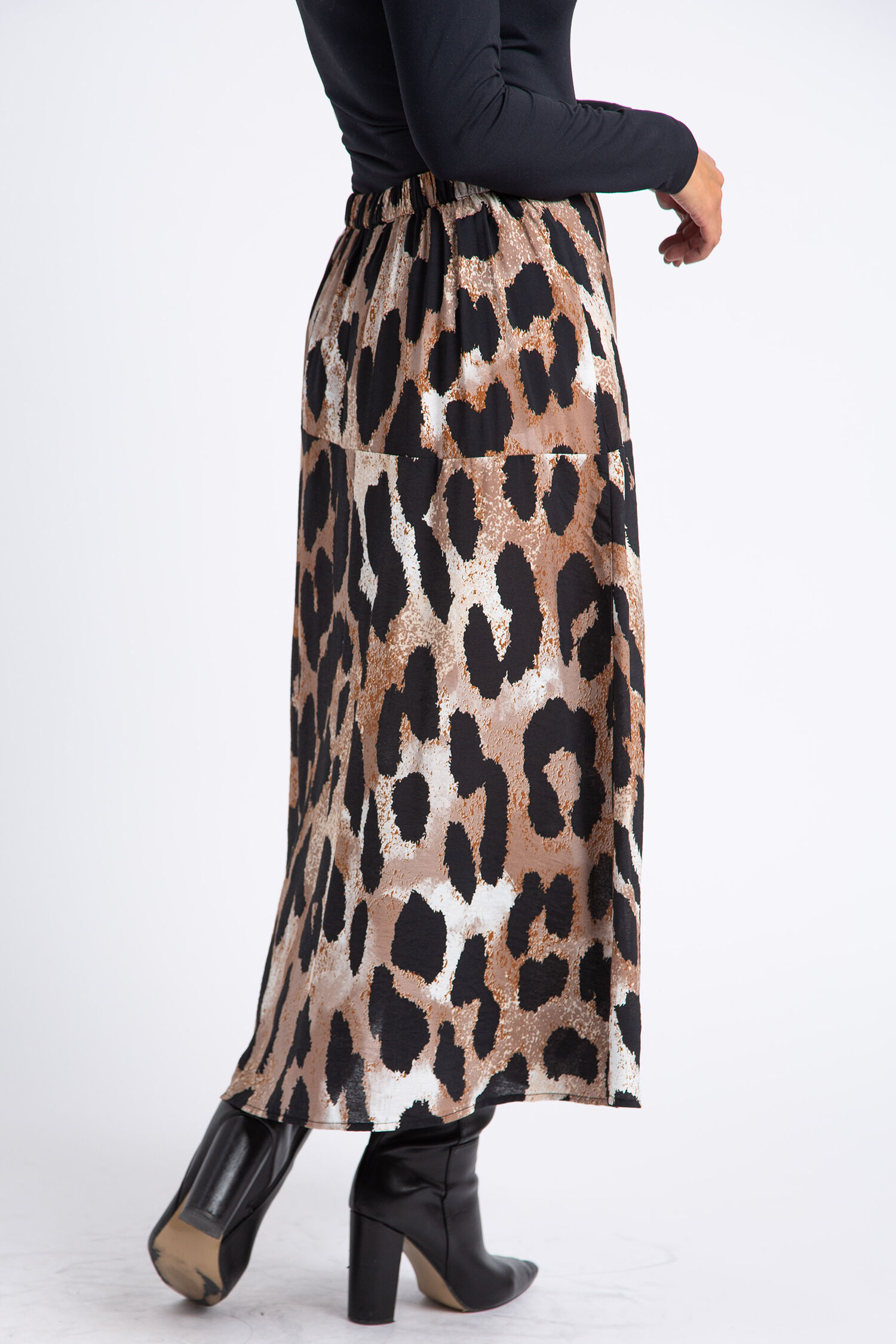 Pull-On Leopard Print Skirt w/ Buttons Image 3