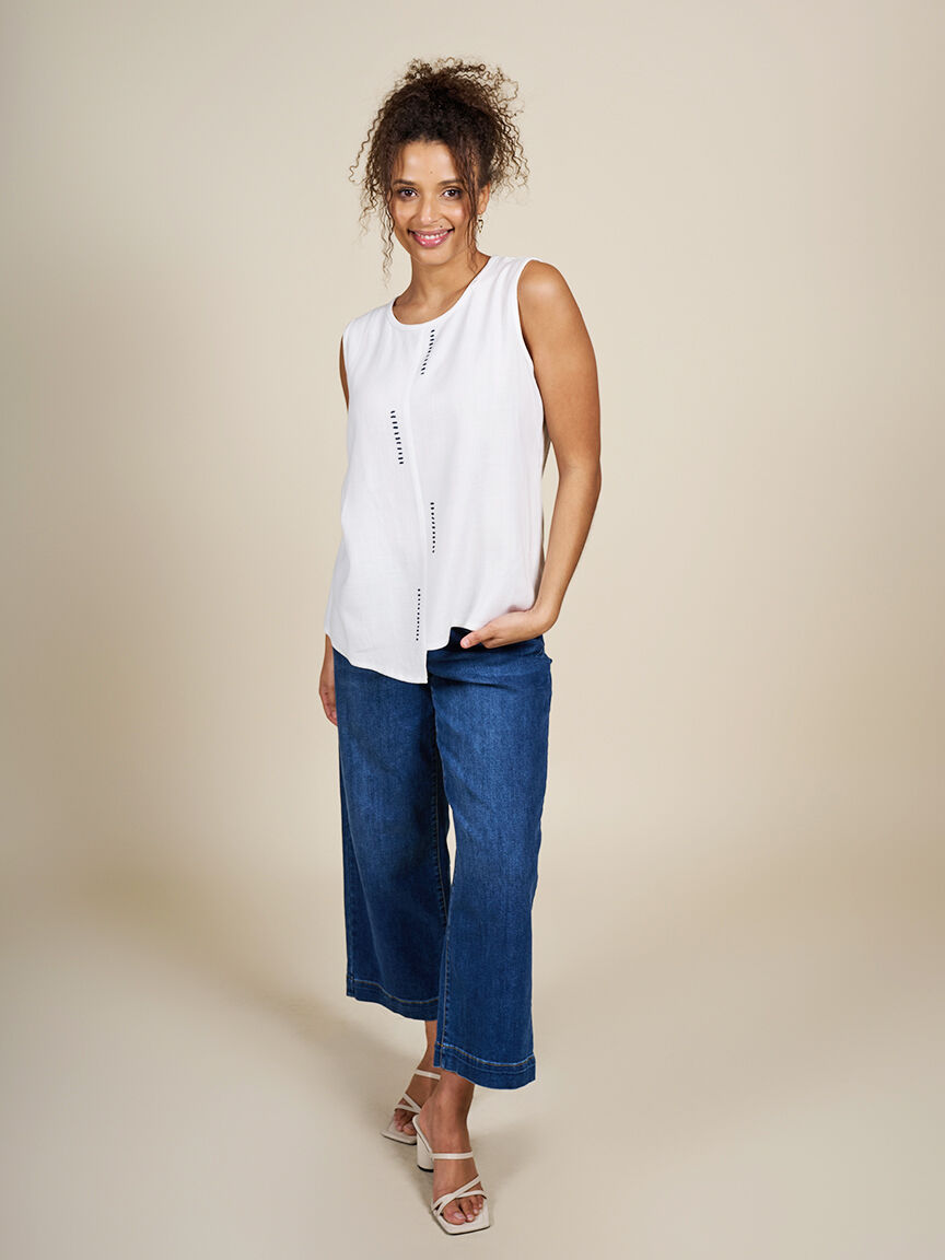 Sleeveless Linen Blend Top  Image 5