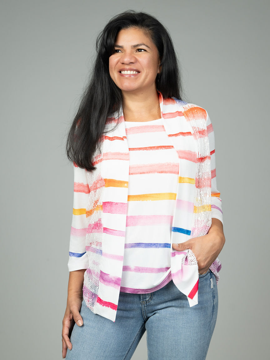 3/4 Sleeve Faux Twin Set