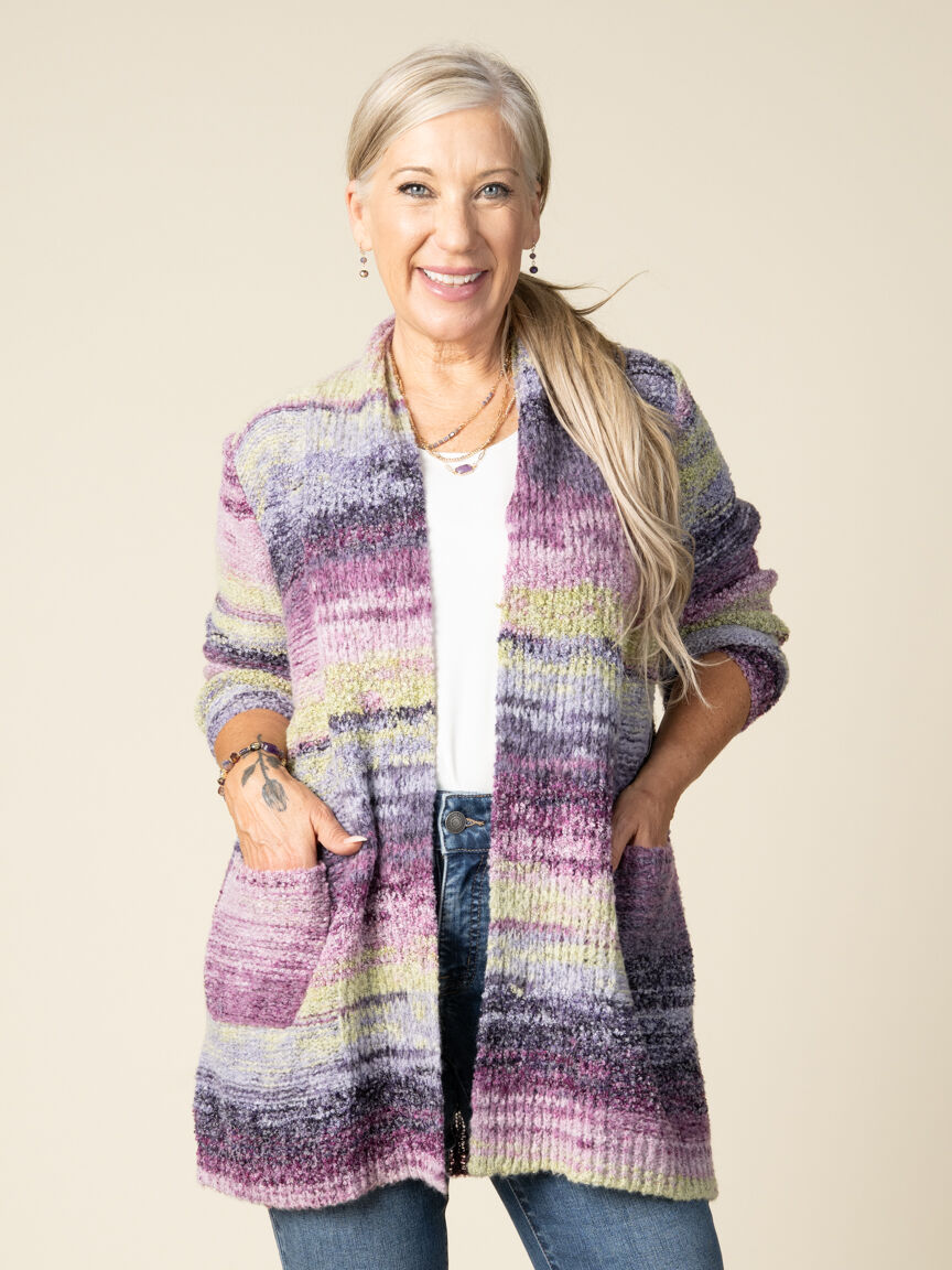 Open Front Space Dye Cardigan Image 2