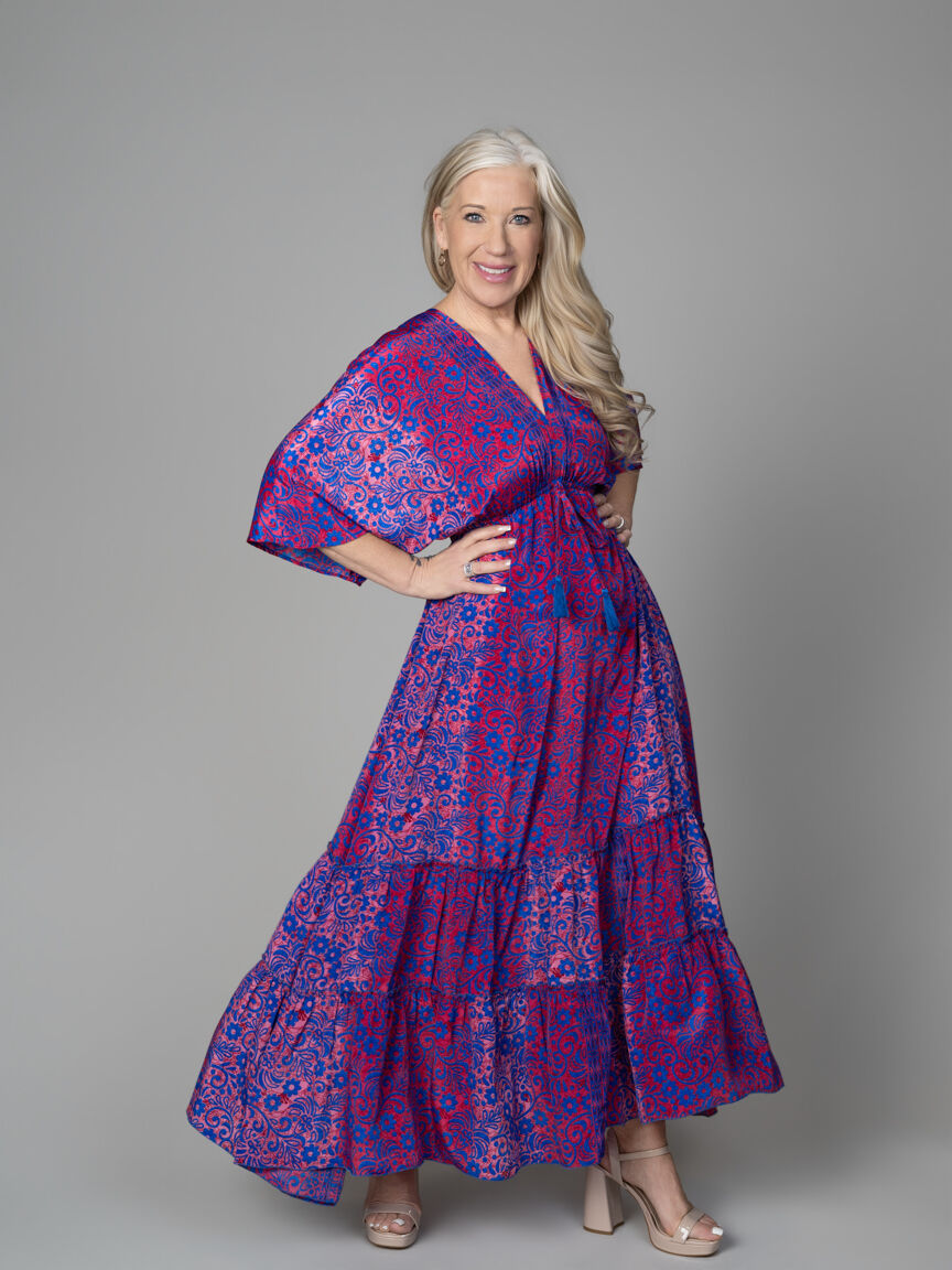 Short Sleeve Satin Maxi Dress