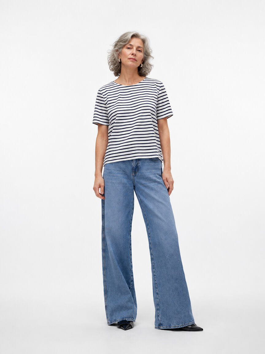 Short Sleeve Top With Zip Back