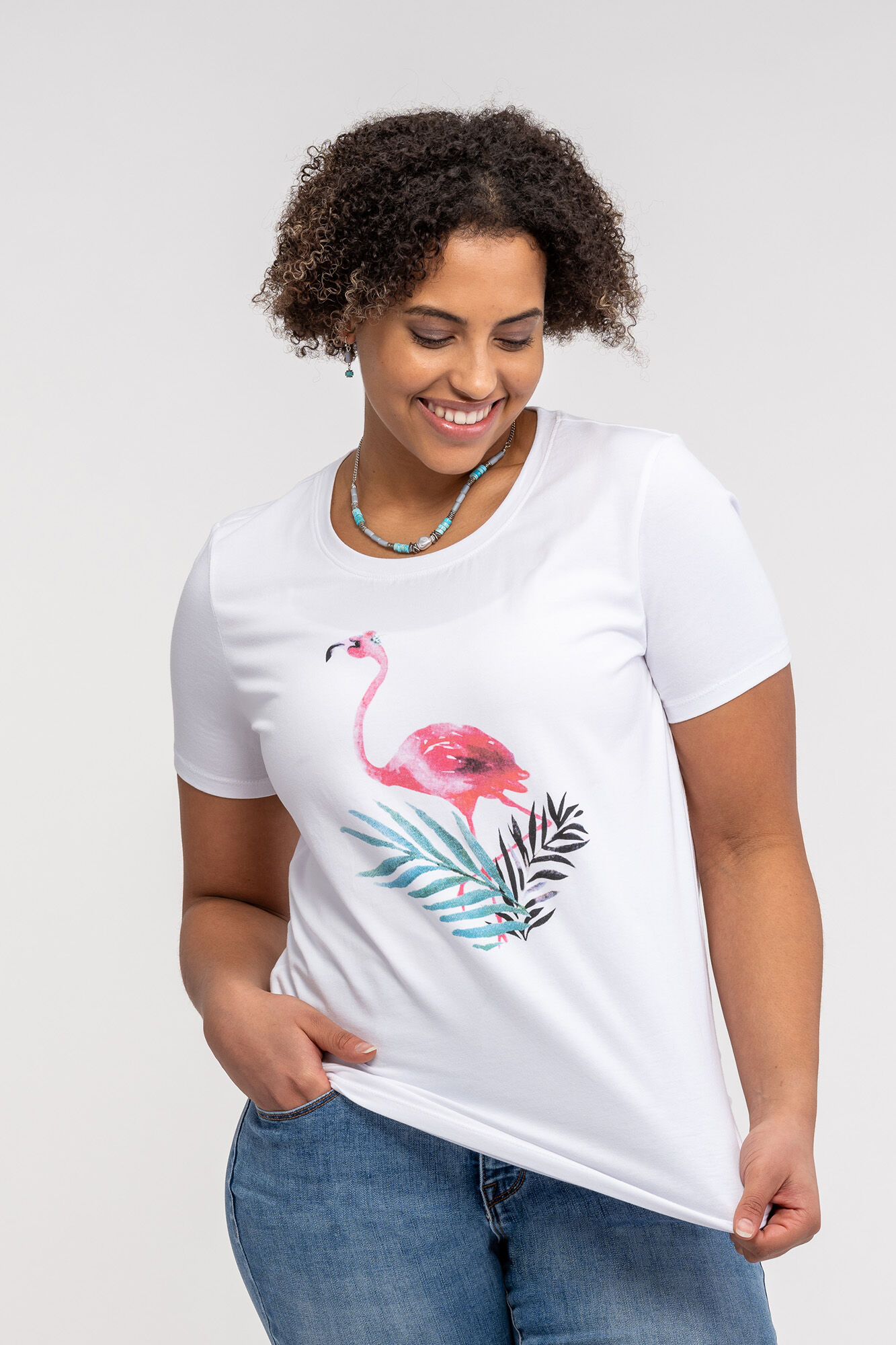 Flamingo Print T-Shirt Image 1