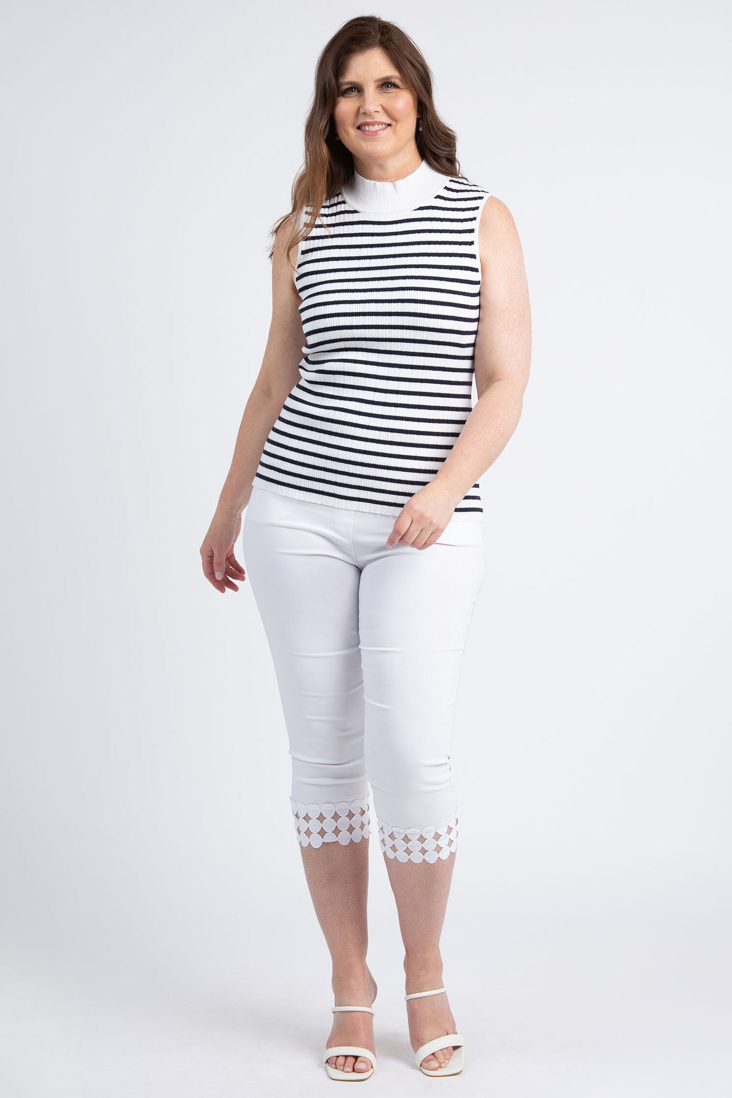 Striped Sleeveless Mock Neck Sweater Image 3