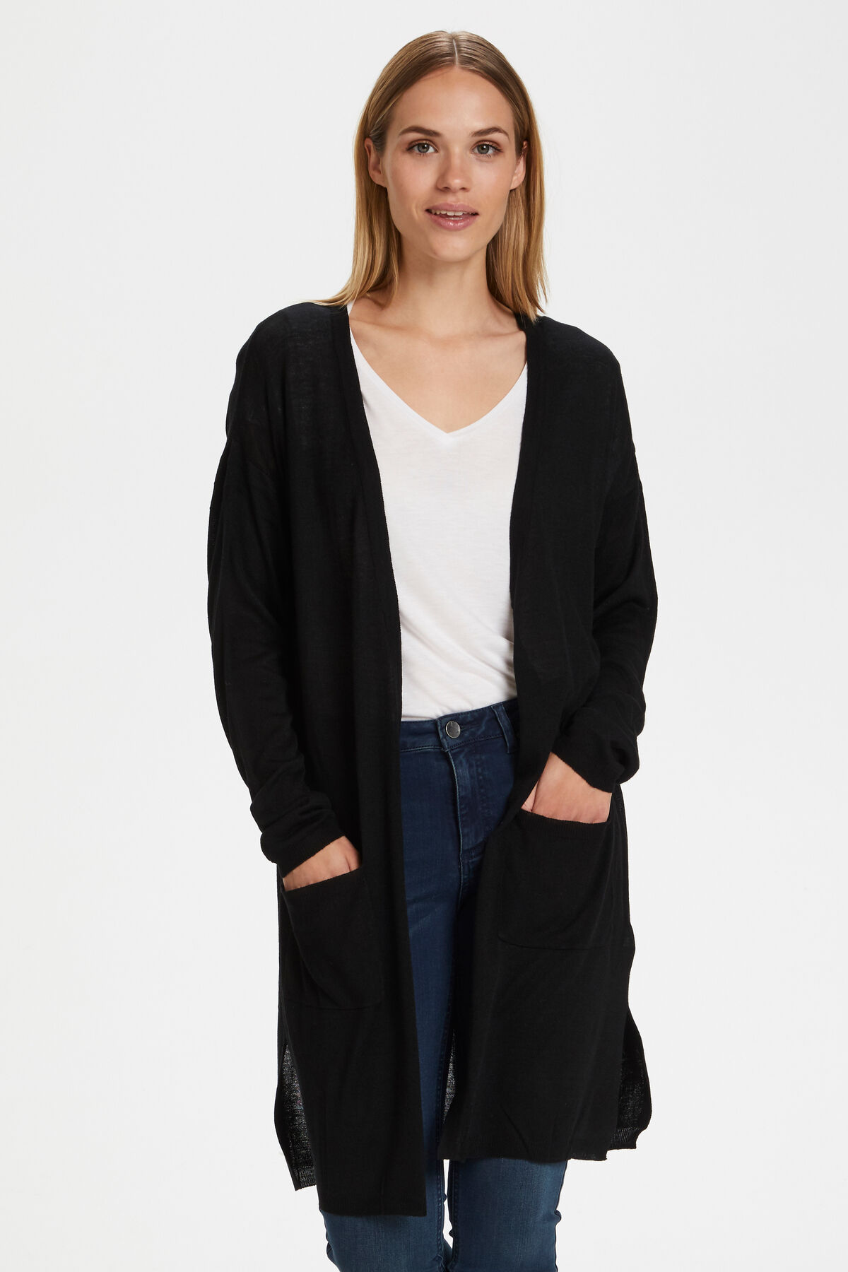 Kaffe Sandra Cardigan Long Open Front Image 1