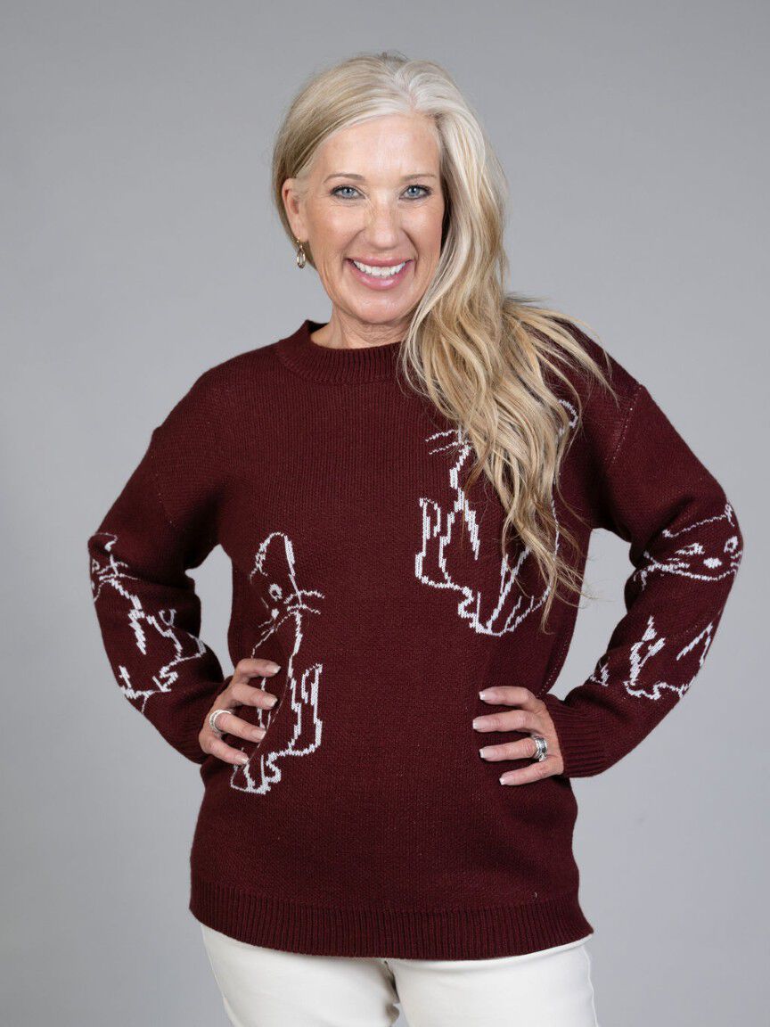 Cat Detail Crew Neck Sweater