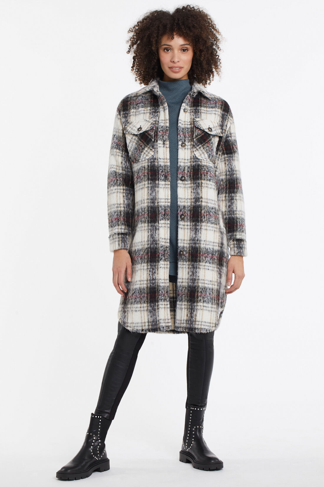 Plaid Maxi Shacket Image 1