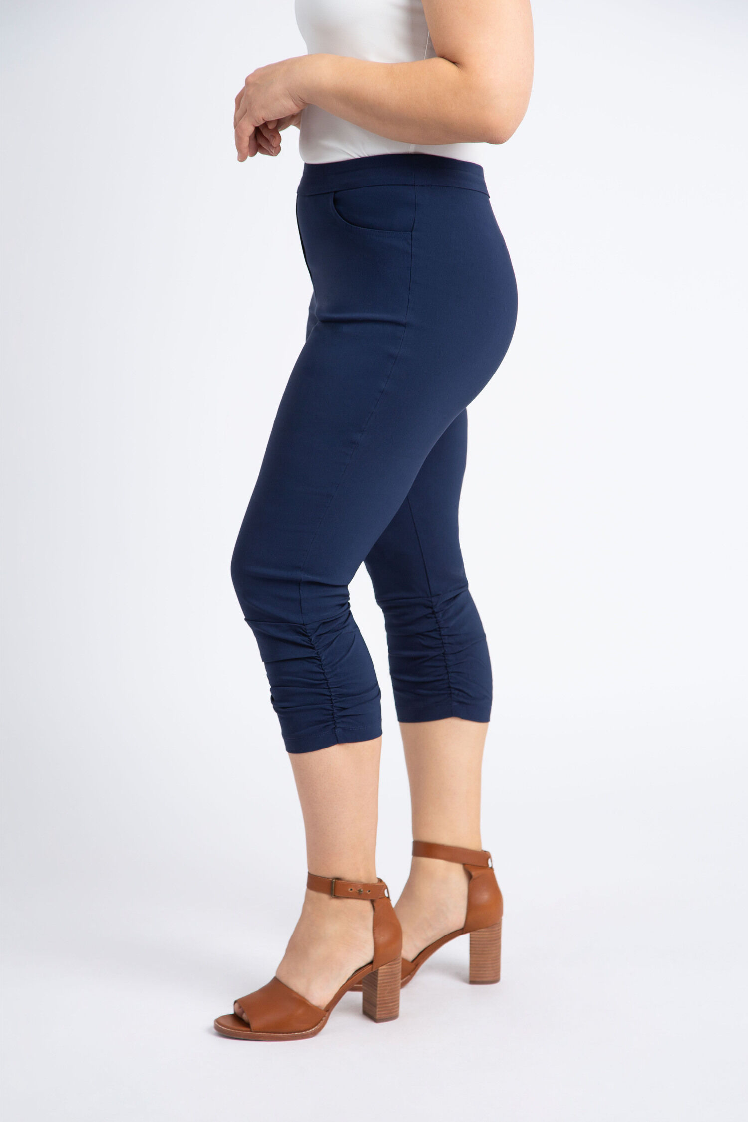 Ponte Knit Capris w/ Ruched Cuffs Image 2