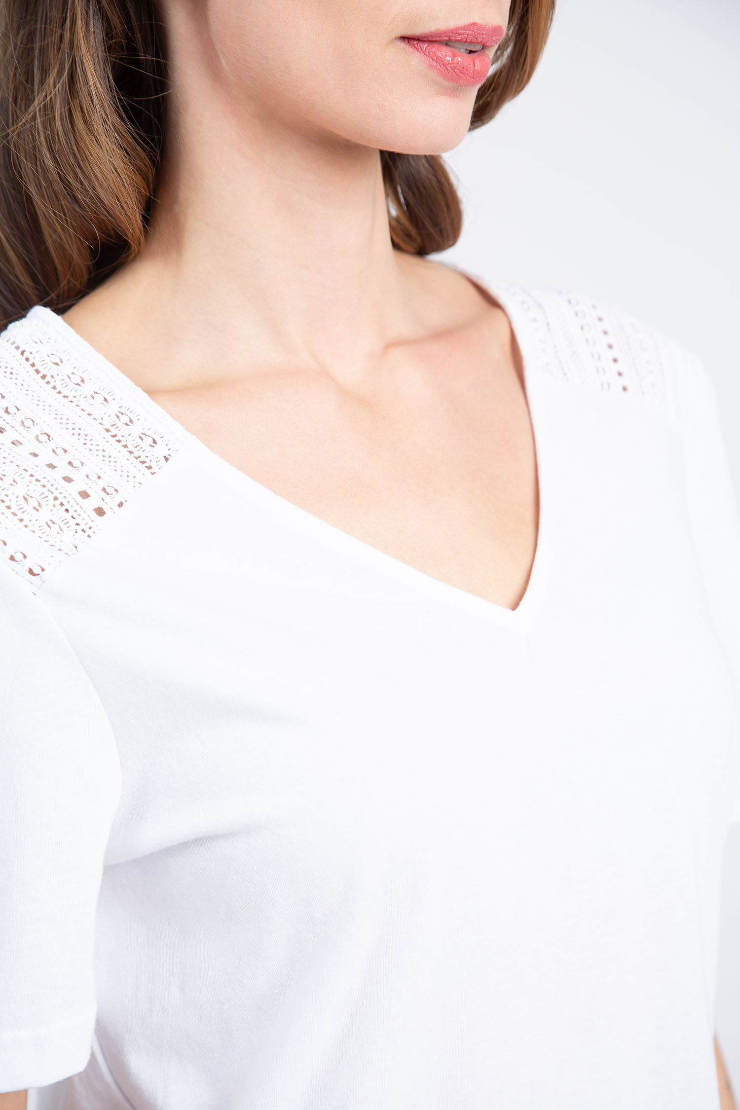 Short Sleeve Top w/ Lace Detail Image 5