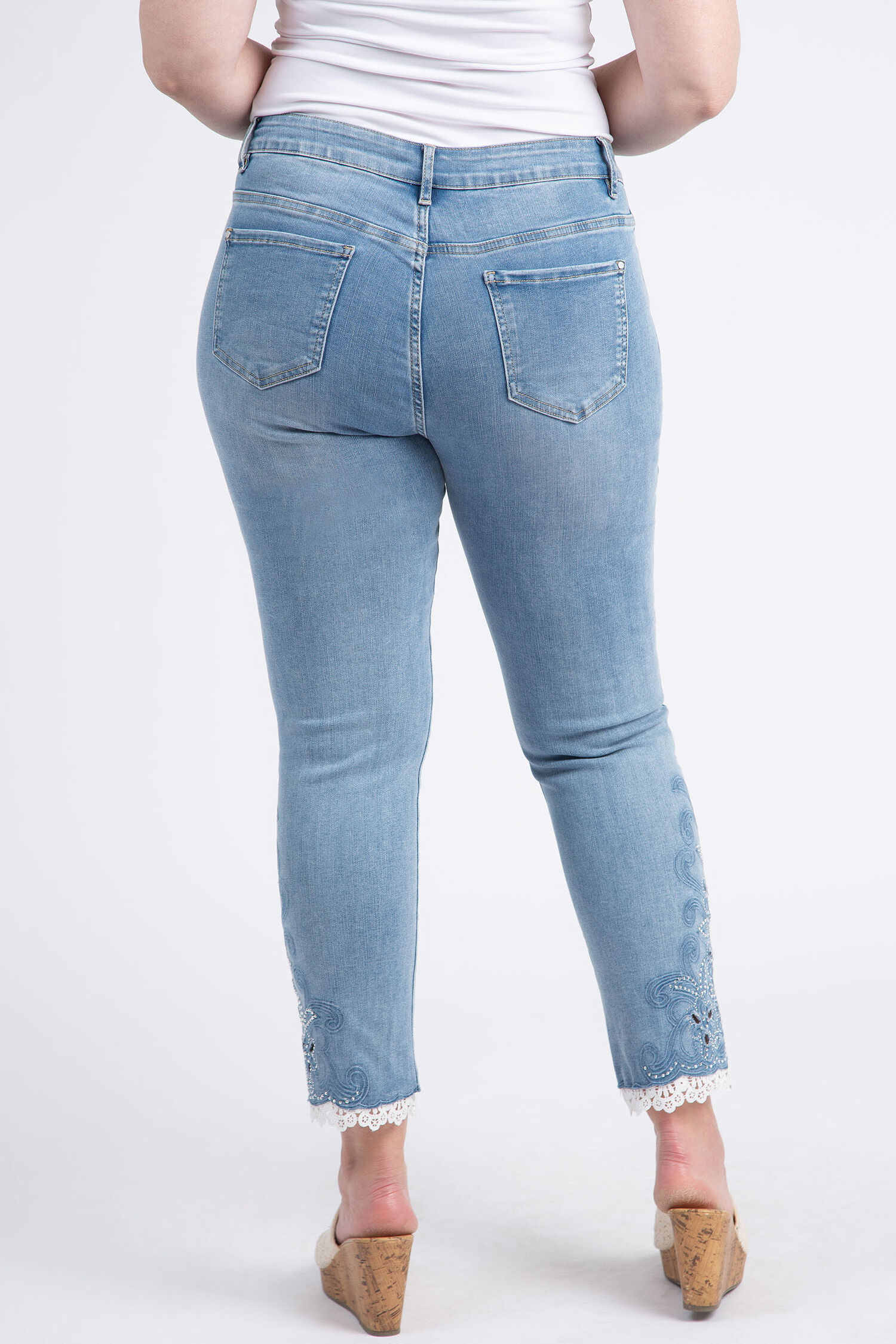 Lace & Jewel Embellished Ankle Jeans Image 3